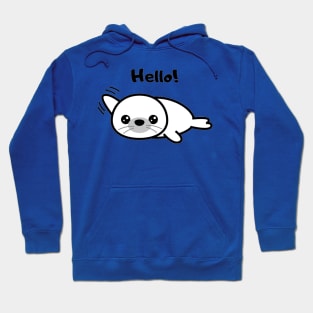 Cute Waving Seal Hello Cartoon Design Hoodie